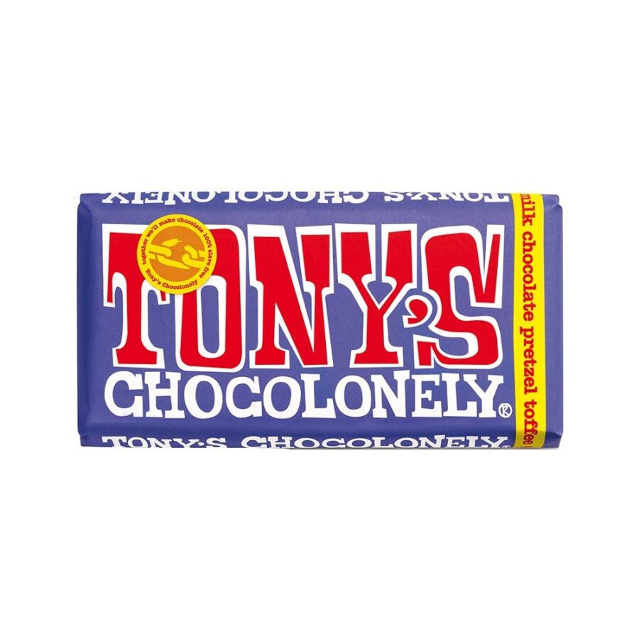 Tony's Chocolonely Dark Milk Pretzel Toffee Chocolate 180g.