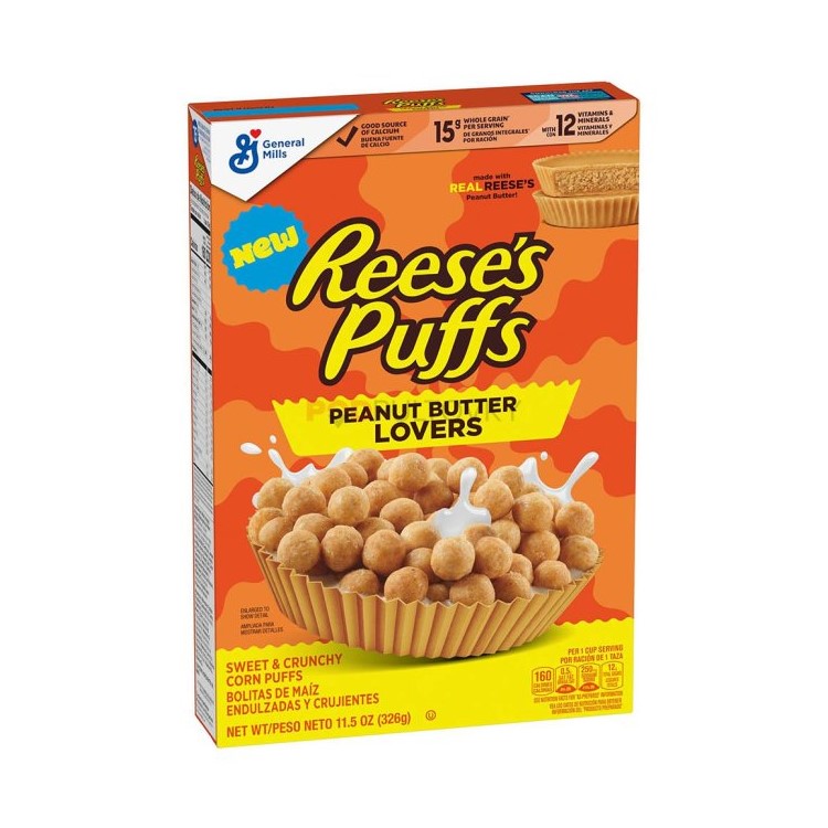 A6a4446815362dbd669b8fb0f357dd90 General Mills Reeses Puffs Peanut Butter Lovers Cereals 326g Ean 016000211667